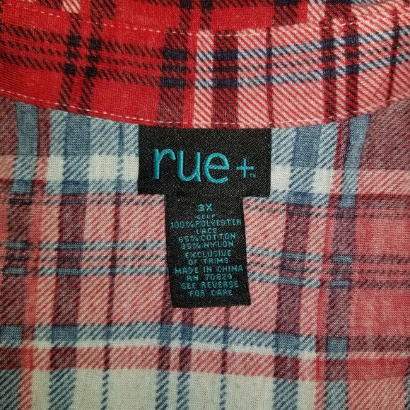 Rue 21+ Plaid Top With Lace Back - Picture 3 of 5